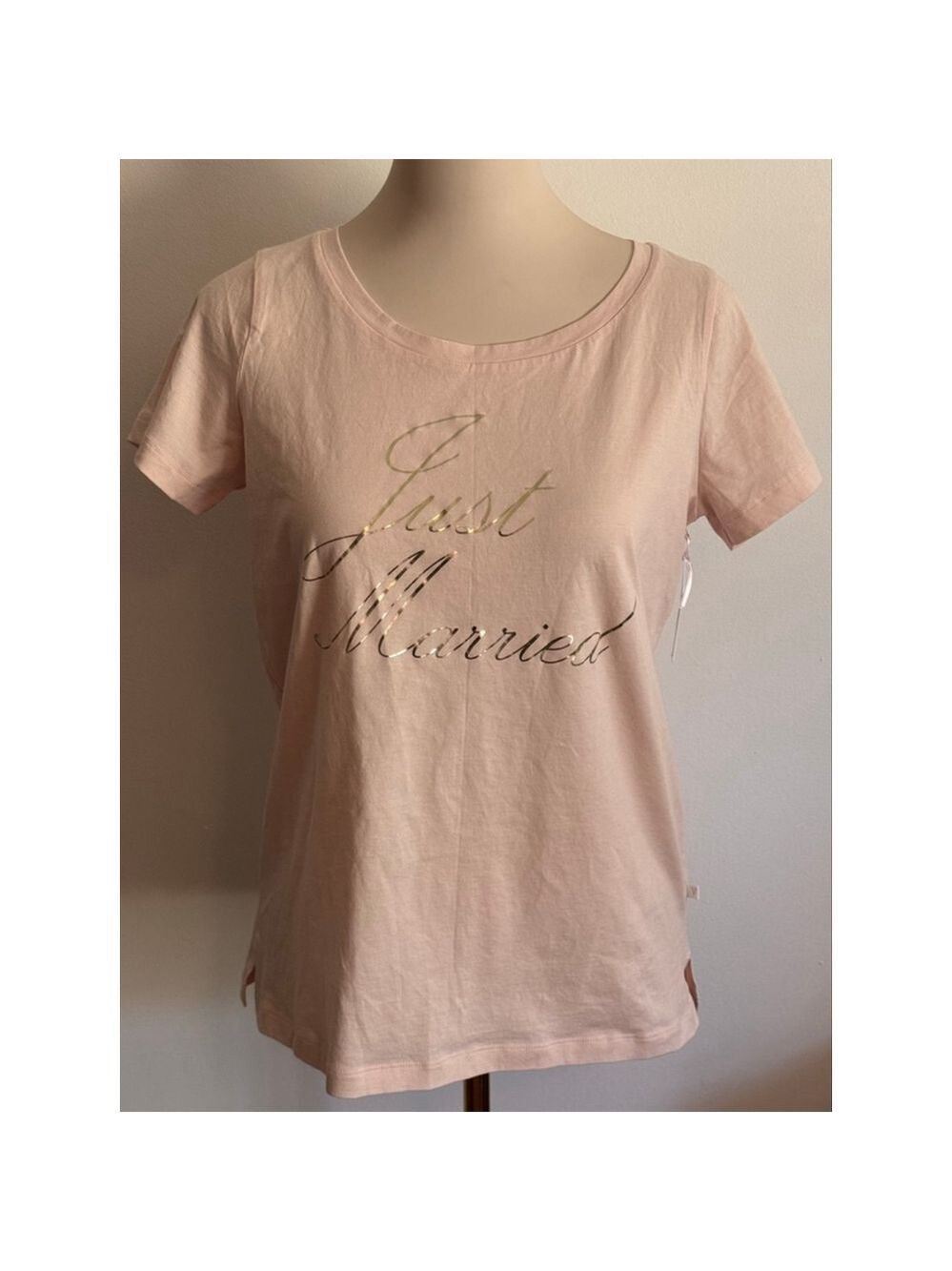 Women's Victoria's Secret Pink Gold Just Married Short Sleeve Tee M